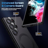 Matte For Samsung Galaxy S22 Ultra Case, Compatible With Magsafe, Slim Thin Magnetic Cover With Built-In Camera Lens Protector Shockproof Phone Shell (Black)
