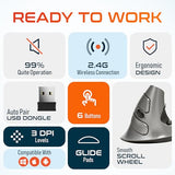 S22 Vertical Wireless Mouse, Ergonomic Design, 2.4G Usb Dongle, 6 Buttons, 3 Adjustable Dpi Levels (800/1600/2400), Removable Palm Rest, Silent Click & Durable For Pc, Laptop, Macbook - Black