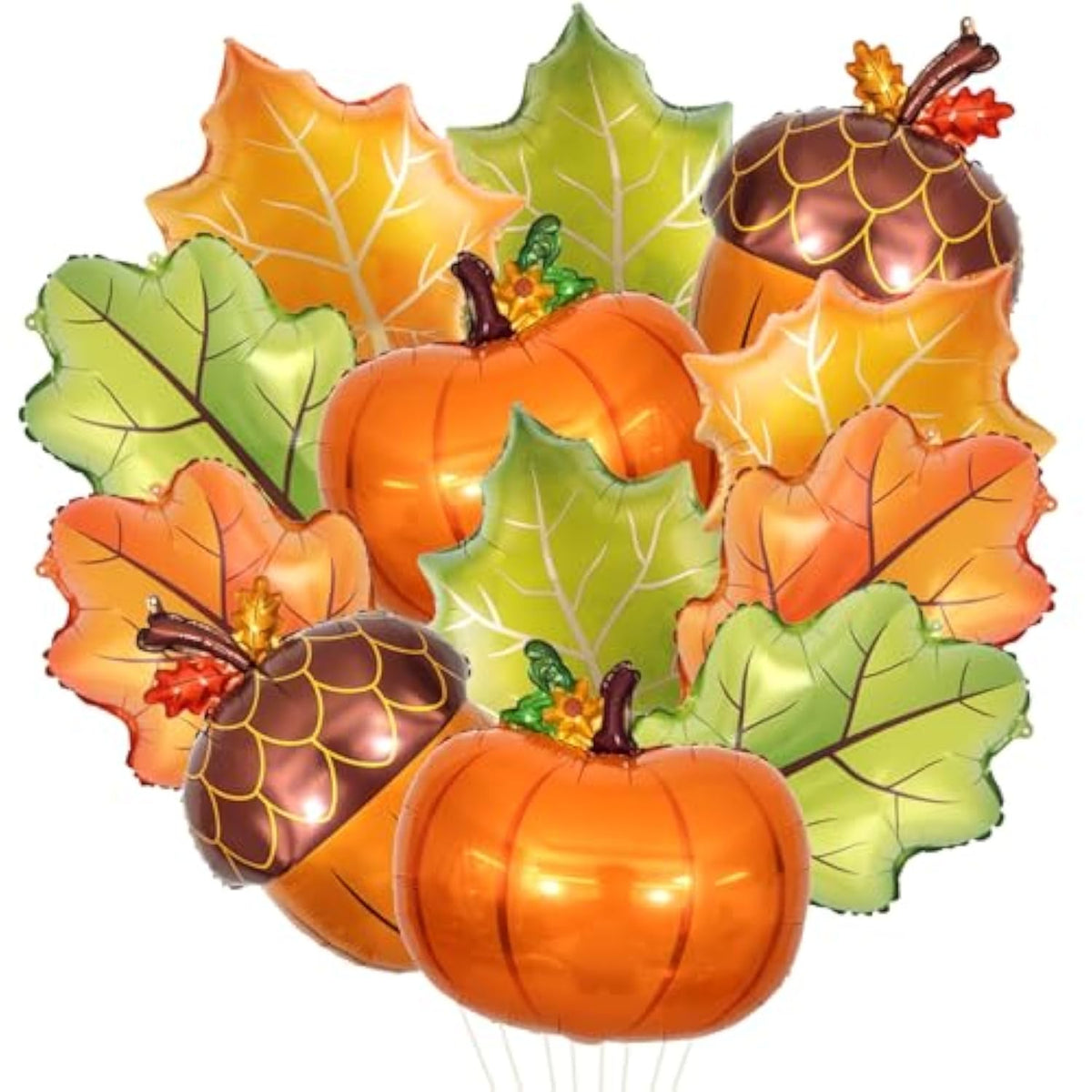 Fall Foil Balloon Set: Maple Leaf, Pumpkin, Acorn Thanksgiving Decor