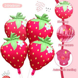 Strawberry Balloons 18" 4Pcs Foil Balloons Strawberry Birthday Baby Shower Decor