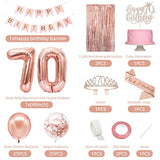 70Th Birthday Decorations For Women, Happy 70Th Birthday Banner, Crown, Sash, Cake Topper And Number Balloon, Rose Gold 70 Birthday Party Decorations Kit