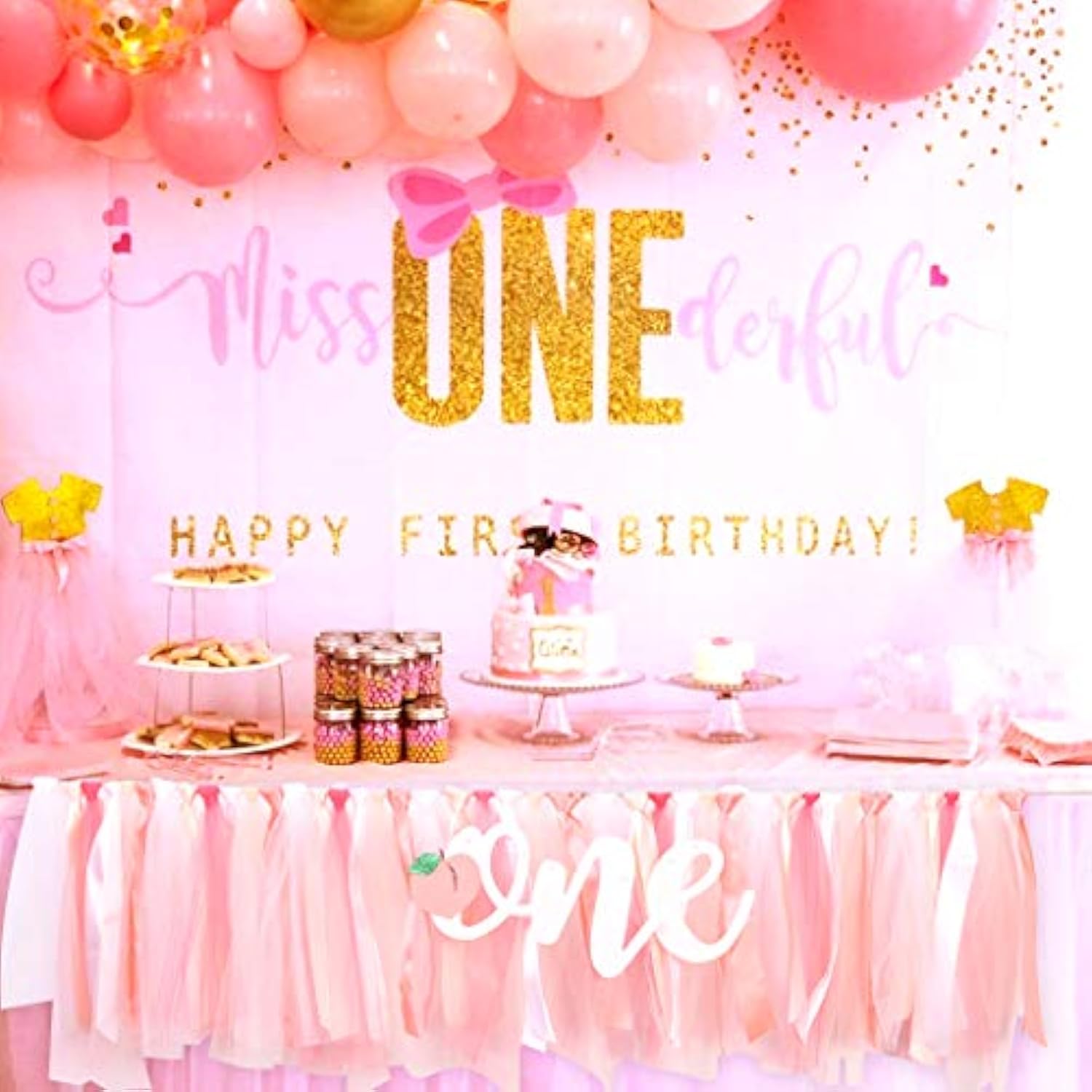 Peach Theme First Birthday Banner - Sweet Peach Tutu, One Sweet Birthday Decorations, Crush Cake Photo Props