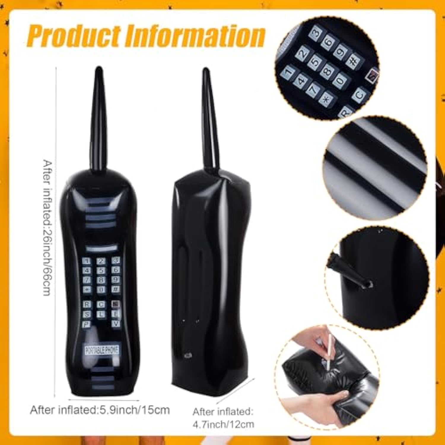 Inflatable Boombox & Phone Props – 2pcs for 80s/90s Party Decorations