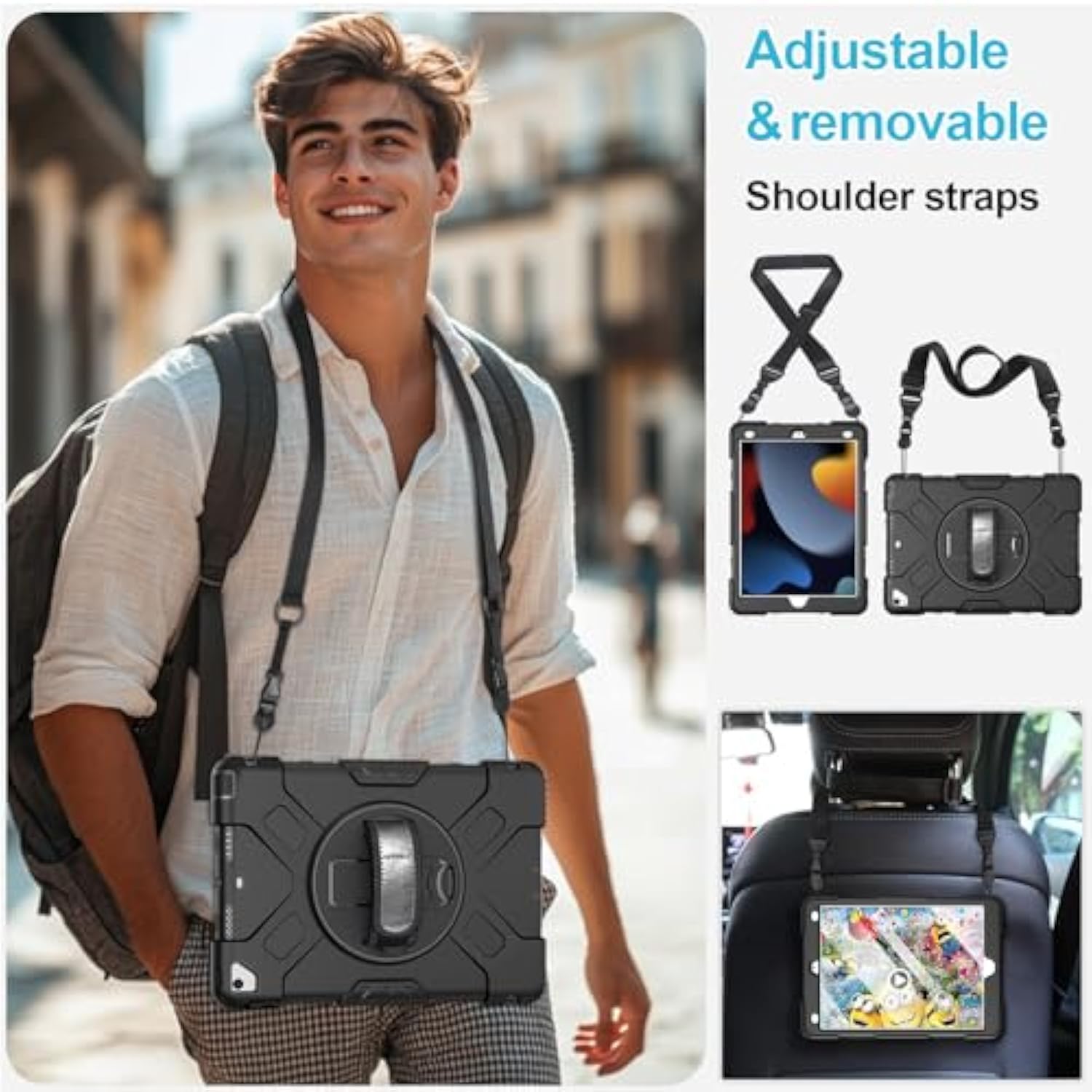 Case For Ipad 10.2 2021 9Th Generation : Military Grade Silicone Shockproof He