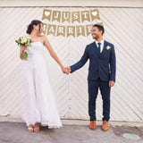 Pre-Strung Just Married Banner - No Diy - Gold Glitter Wedding Party Banner - Pre-Strung Garland On 6 Ft Strands - Gold Wedding Reception Party Or Car Decorations & Decor. Did We Mention No Diy