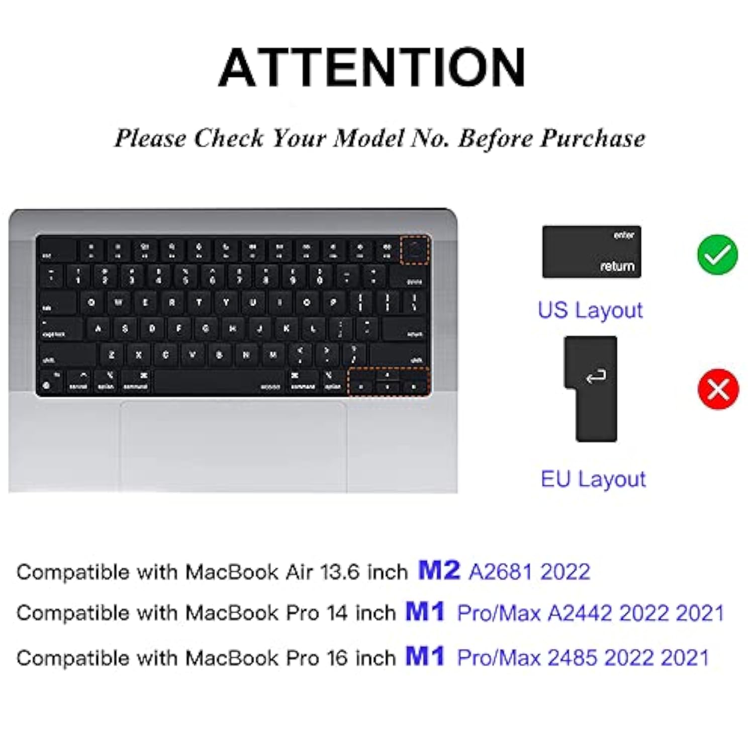 Clear Ultra Thin Tpu Keyboard Cover For Macbook Air 13.6 Inch M2 A2681 2022 An