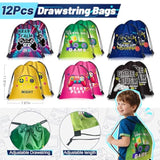 Video Game Party Favors Kids Gamer Birthday Party Supplies Drawstring Bag Silicone Bracelet Glow In Dark Tattoo Sticker Keychain Gamer Party Favors Gaming Birthday Goodie Bag Stuffers