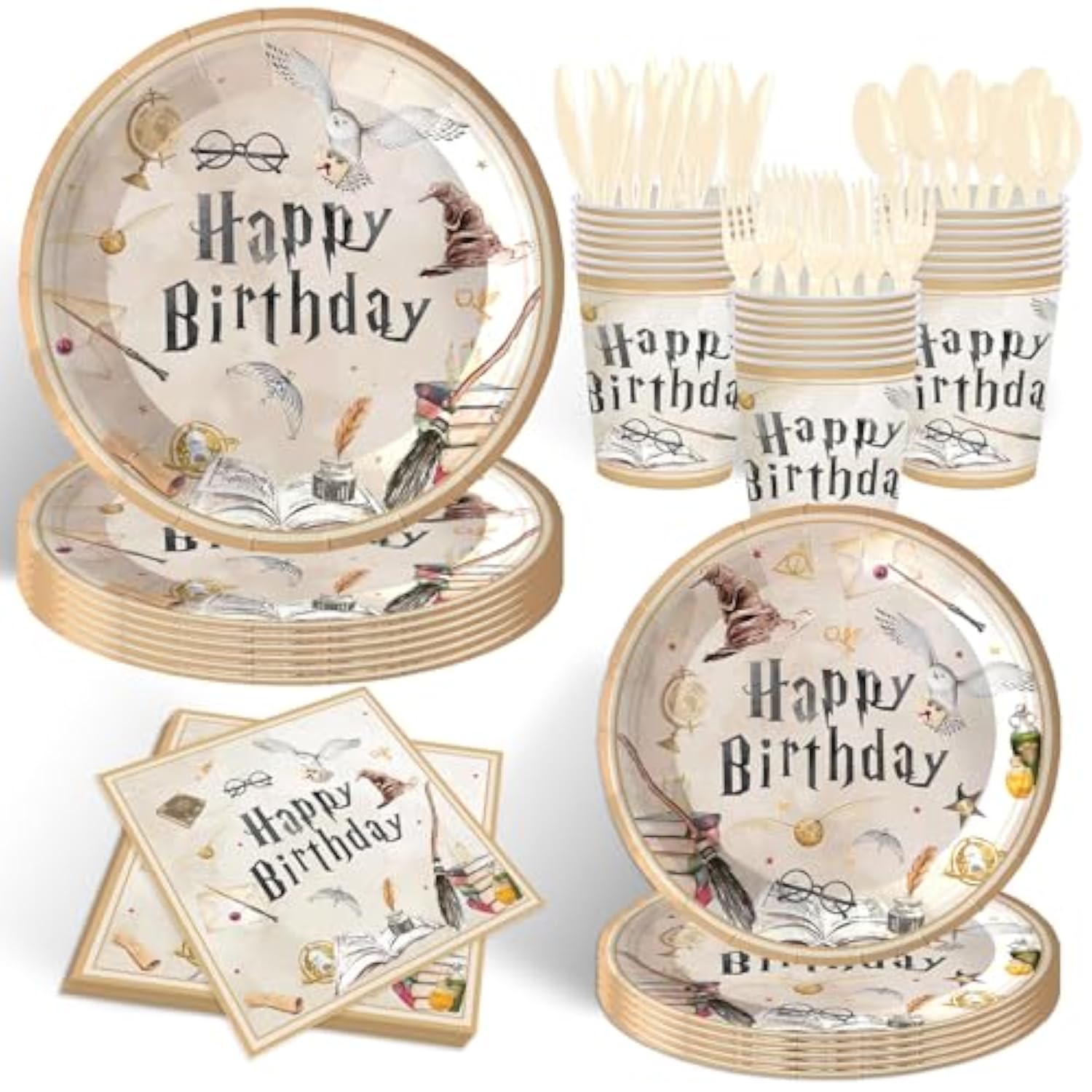 140Pcs Birthday Party Paper Plates Napkins Birthday Party Supplies Paper Cups Dessert Plates Kids Boys Birthday Decorations Set For 20 Guests