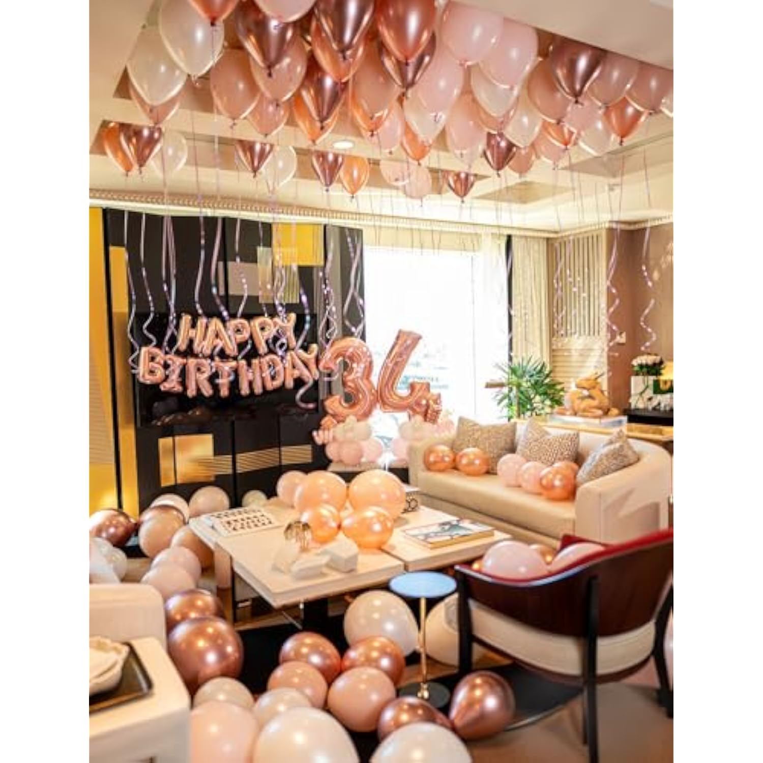 Rose Gold Balloon Garland Arch Kit, Metallic Rose Gold Pearl White And Glitter Confetti Balloons, Rose Gold Party Decor For Wedding Backdrop, Birthday, Baby Shower, Photo Booth, Retirement Party Decro