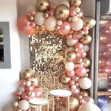 Dusty Pink Gold Balloons, 35 Pcs 12 Inches Retro Pink Metallic Gold Ivory White Balloons, Gold Confetti Latex Balloon For Girl Women Birthday Wedding Baby Shower Engagement Bridal Party Decor