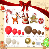 173pcs Christmas Balloon Garland Arch Kit Red Brown Sand White Gold Balloons with Gingerbread Moose Elk Deer Candy Cane Foil Balloon for Christmas Woodland Party Xmas Winter Party Decorations