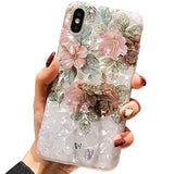 Compatible With Iphone Xs Max Case 6.5 Inch,Flower Design Cute Fashion For Men Women Girls With 360 Degree Rotating Ring Kickstand Soft Tpu Shockproof Cover Brown Floral