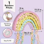 Rainbow Pull String Pinata For Pastel Birthday Decorations, Gender Reveal Party Supplies, And Birthday Party (Small, 16.5 X 10 X 3 In)