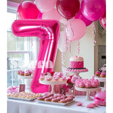 40 Inch Hot Pink 7 Number Balloon, Jumbo Foil for 7th Birthday Party Decor