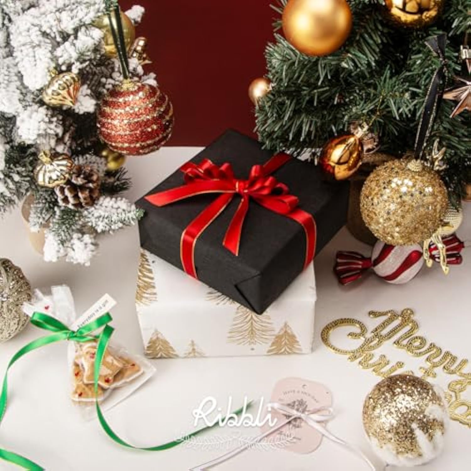 Red Satin Ribbon With Gold Edge,Double Faced Satin 3/8 Inch X Continuo