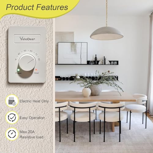 240 V Only 4-Wire Manual Electric Baseboard Heater Thermostat For Home,