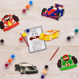 Thank You For Coming Gifts For Kids - Race Car Party Favors - 24 Pcs Race Car Party Supplies - Race Car Wooden Painting Kit For Kids - Kids Birthday Boys Girls Gifts Bulk