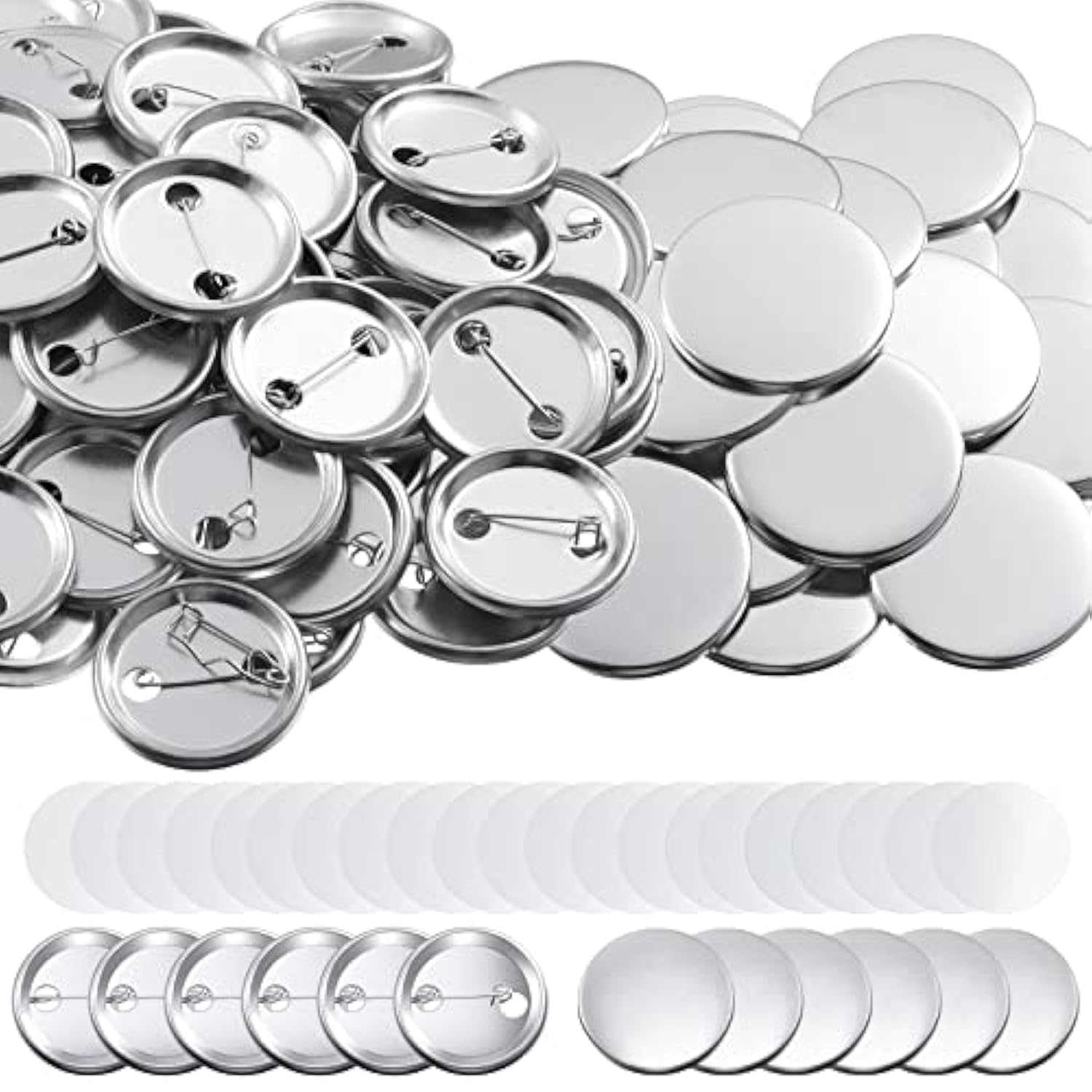 600 Pieces Blank Button Making Supplies Round Badge Button Parts Metal