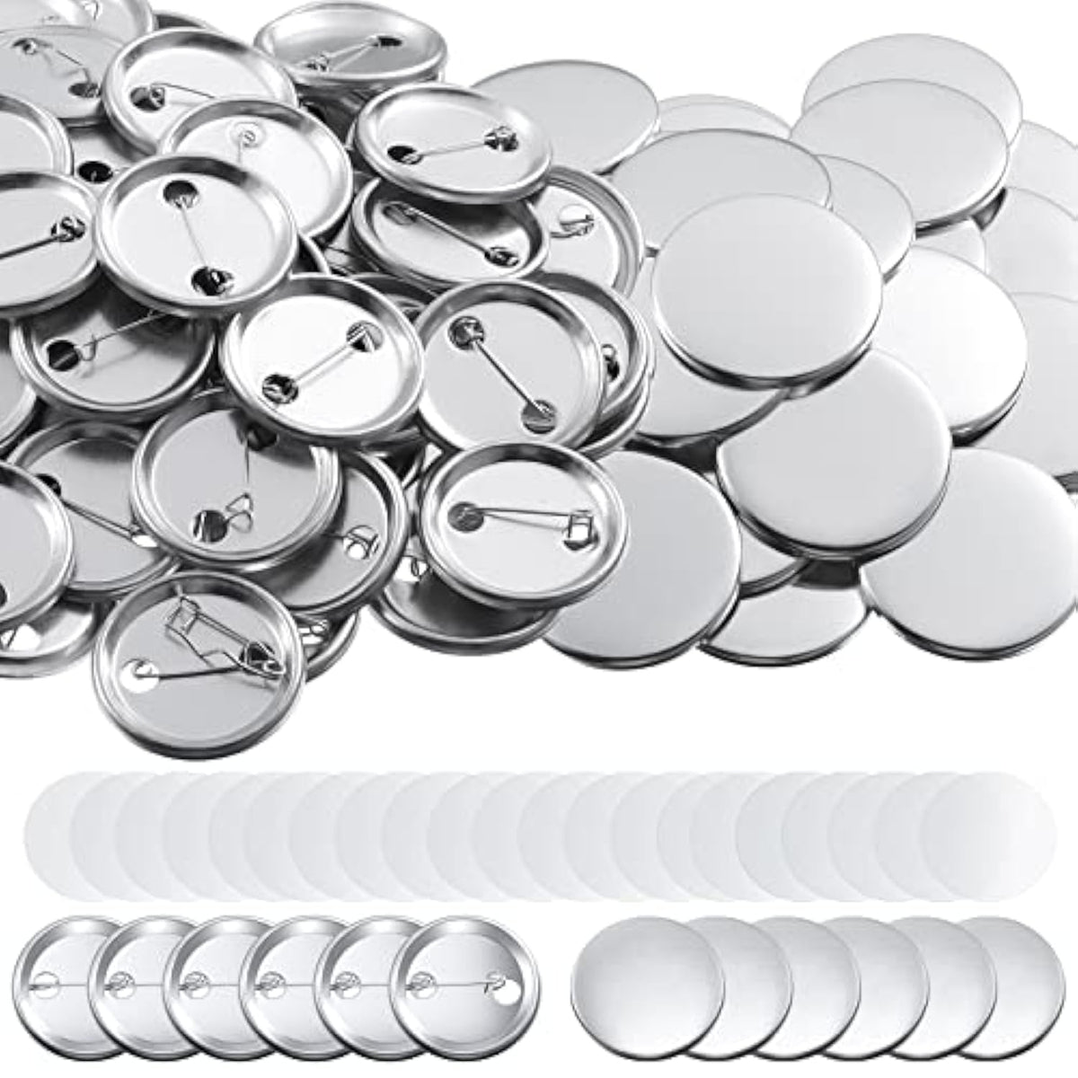 600 Pieces Blank Button Making Supplies Round Badge Button Parts Metal