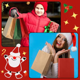 120 Pcs Brown Red And Green Christmas Gift Bags Holiday Gift Kraft Paper Bags With Handles For Wedding Baby Shower Bridal Shower Shopping Party Favor Business, 8.26 X 6.3 X 3.15 Inches