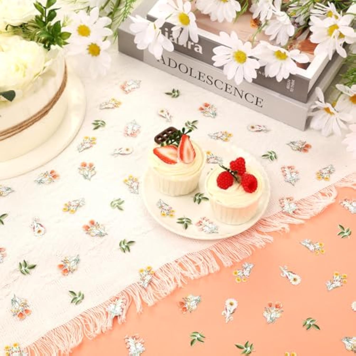 200 Pcs Wildflower Confetti For Girls, Wild Flower Paper Table Scatters, Pink Floral Flowers Table Decorations For Birthday Wedding Bridal Baby Shower Party Supplies