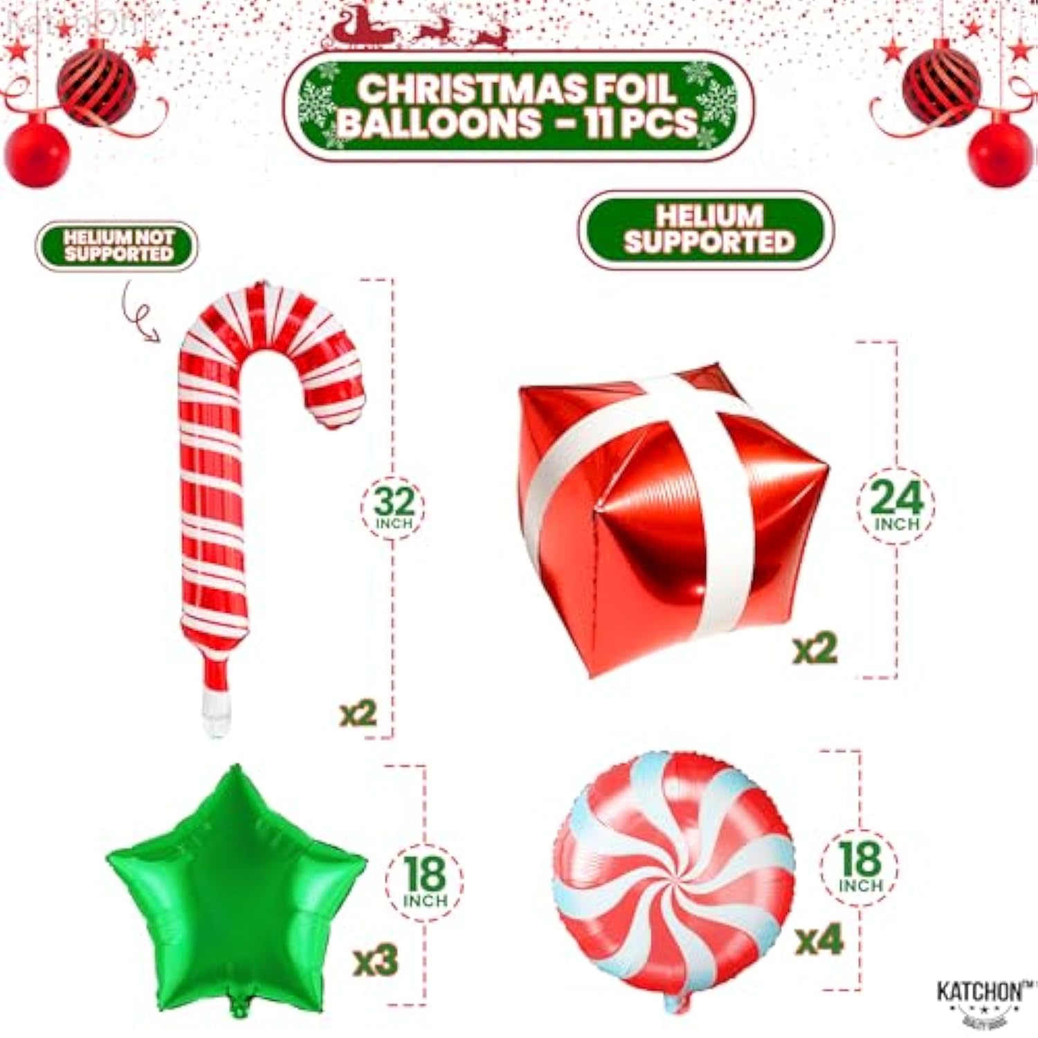 Christmas Balloon Arch Kit - Pack Of 123 | Foil & Latex Balloons For Indoor Merry Christmas Decorations
