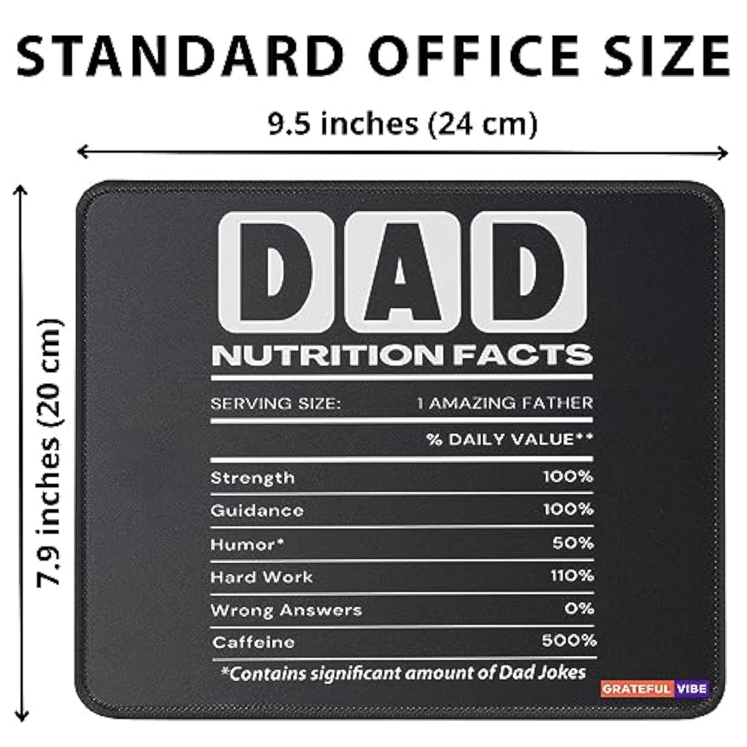 Dad Nutrition Facts Mousepad Gifts From Daughter Dad Mouse Mat Gifts For Dad Fathers Day Mousemat Gifts From Daughter, Son, Kids Mouse Pad 9.5 Inches