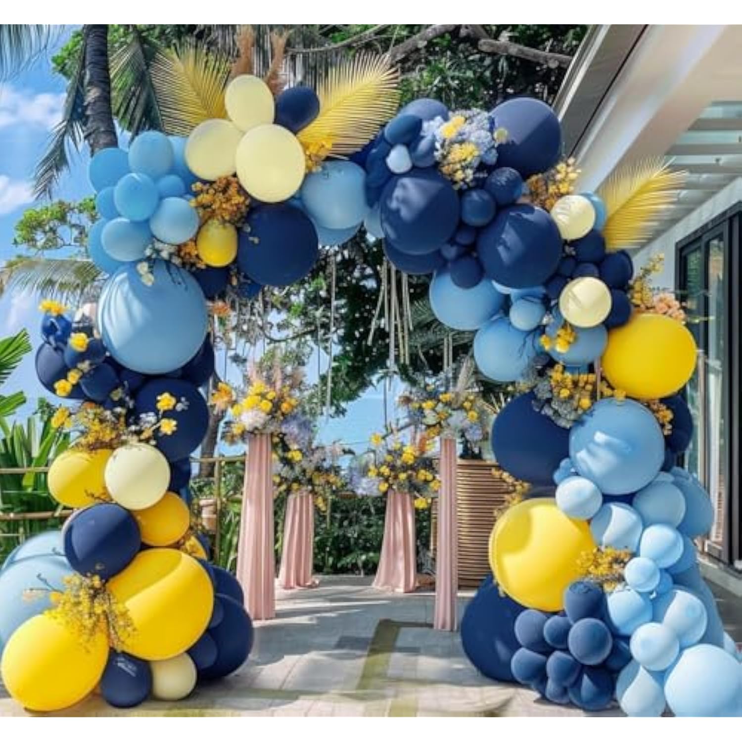 Blue And Yellow Balloons Navy Royal Blue Balloon Garland Arch Kit For Happy Birthday Summer Baby Shower Bridal Shower Lemon School Banana Party Decorations