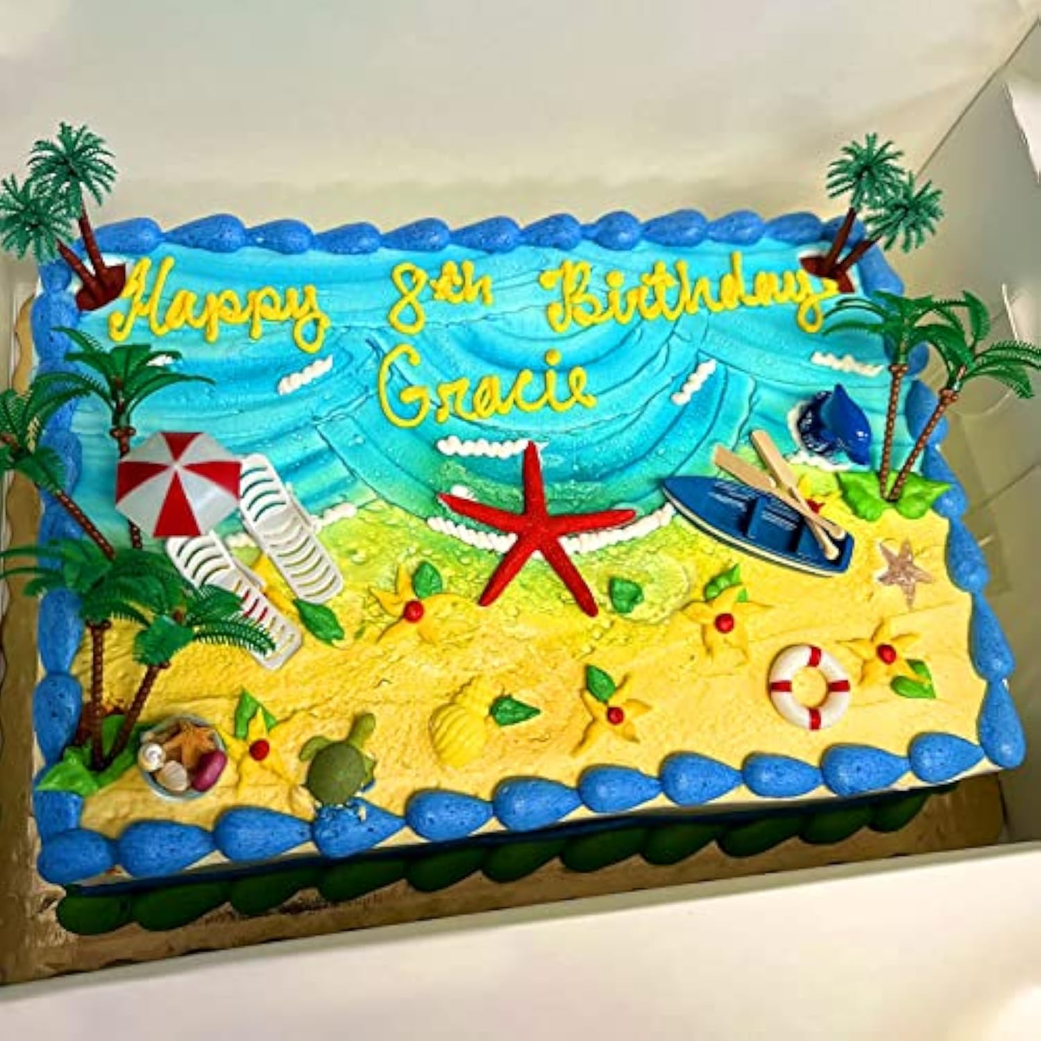 Beach Cake Decorations, 15 Pieces Chair Umbrella Palm Tree Summer Ocean Cake Toppers, Tropical Hawaiian Aloha Luau Theme Decorations For Birthday Baby Shower Wedding Pool Party Decorations Supplies
