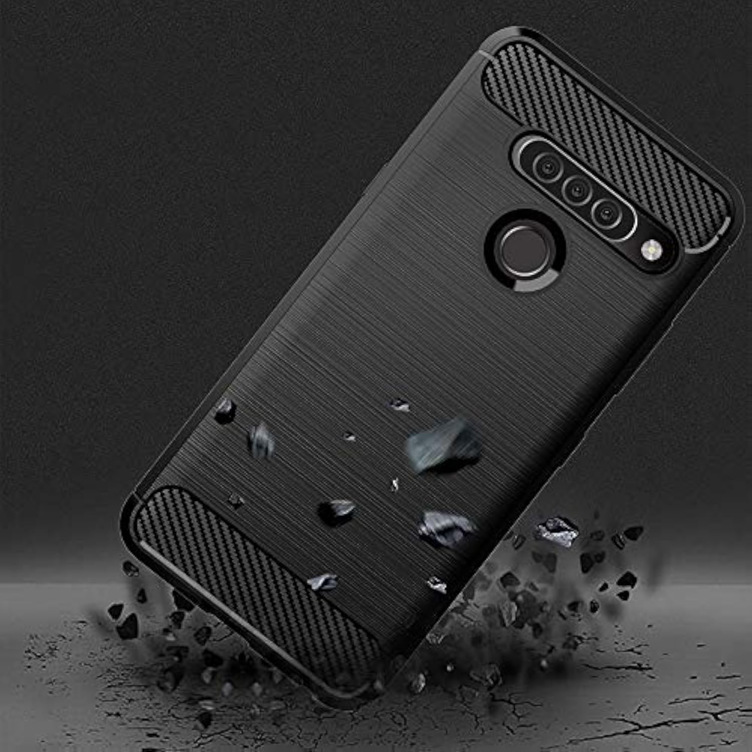 Phone Case for LG G8s ThinQ with Tempered Glass Screen Protector Cover