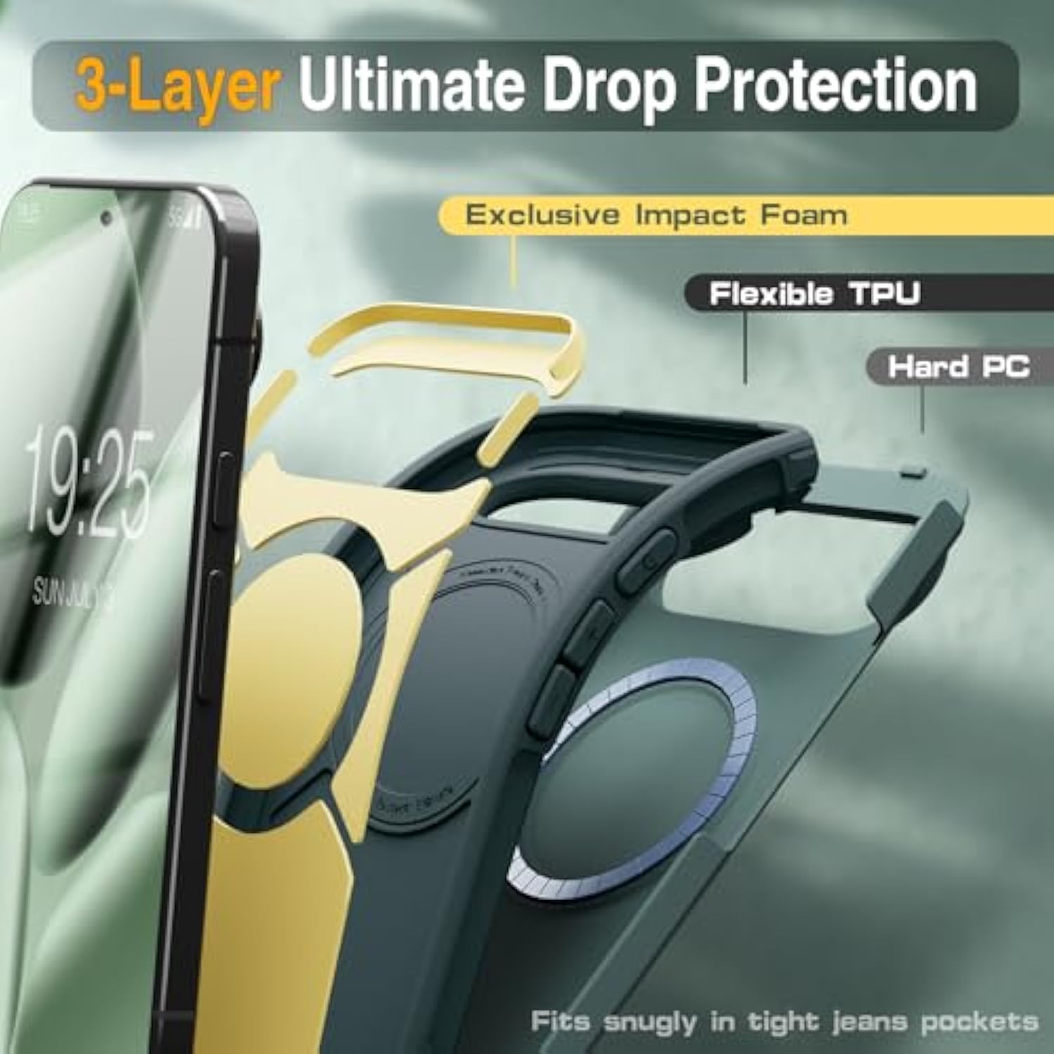 Triple Layer Armor For Google Pixel 10 Pro & Pixel 10 Case Fit For Pixelsnap - Magnetic Texture Grip Rugged Drop Protection, Durable Bumper Phone Cover For Pixel 10/10 Pro, Green