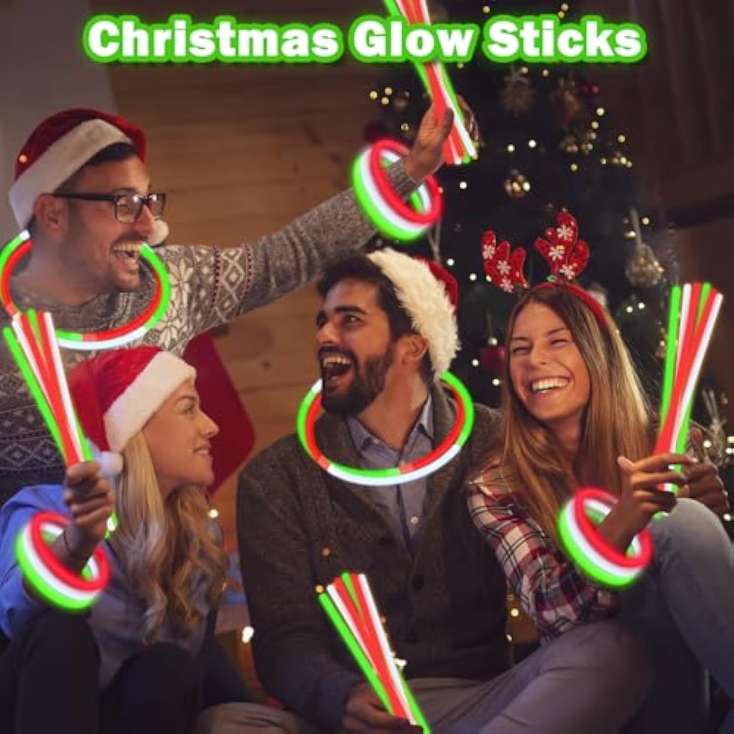 150pcs Christmas Light-Up Necklaces & Bracelets Red Green White Party Favors