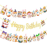 Hamster Birthday Banner - Gold Glitter Party Supplies For Guinea Pig Themed Baby Shower And Kids Birthday Decorations