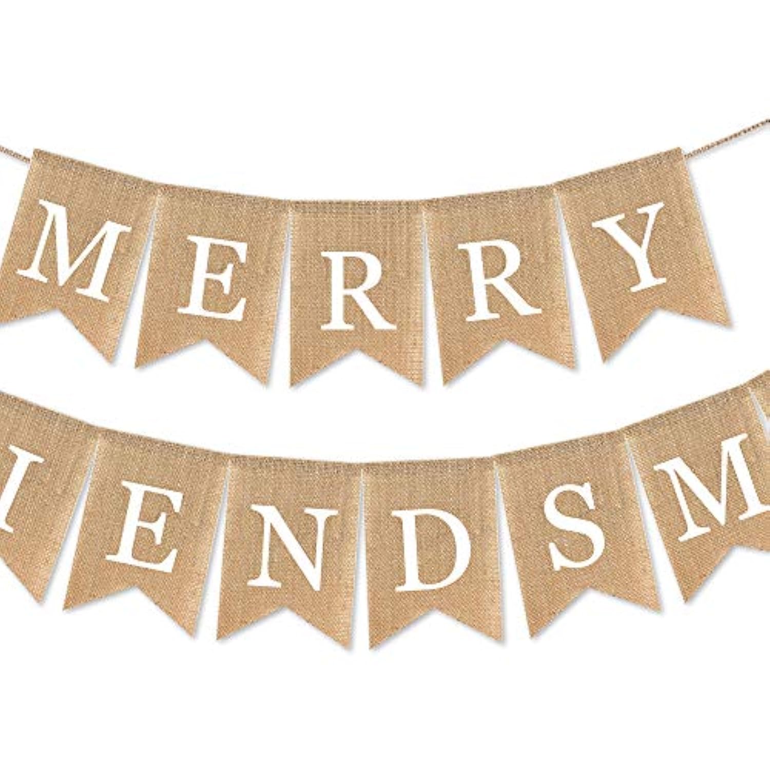 Burlap Merry Friendsmas Banner Christmas Holiday Friends Party Supplies Garland Decoration