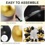 Black Gold Balloon Garland Arch Kit for Birthday, 2026 New Year, Graduation, and Anniversary