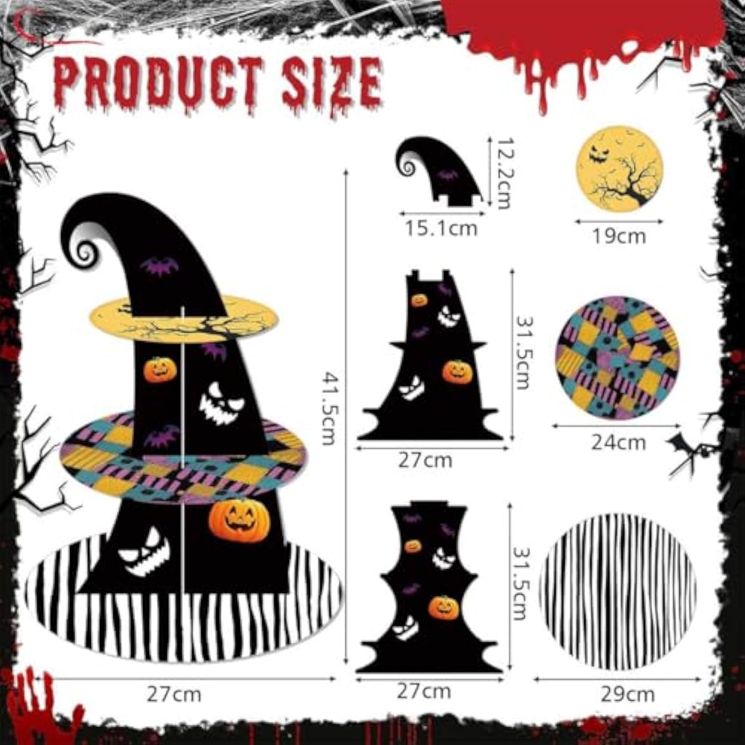 Black Halloween Cupcake Stand 3-Tier Cardboard Cake Stand Dessert Table Displays Centerpieces For Halloween Christmas Birthday Party Decorations