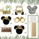 Mouse Safari Centerpiece Sticks- Let'S Go Wild Jungle Animal Birthday Party Baby Shower Table Toppers For Kids?28Pcs?