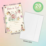 Fairy Theme Birthday Invitations, Flutter & Twirl Birthday Party Invite Cards For Boys & Girls - 20 Double Side Fill-In Invites With Envelopes, Party Favor & Decorations - A19