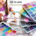 6 Boxes 16800Pcs 72 Colors Clay & 48 Colors Glass Seed Beads Kit For Friendship Bracelets, Heishi & Letters