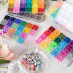 6 Boxes 16800Pcs 72 Colors Clay & 48 Colors Glass Seed Beads Kit For Friendship Bracelets, Heishi & Letters
