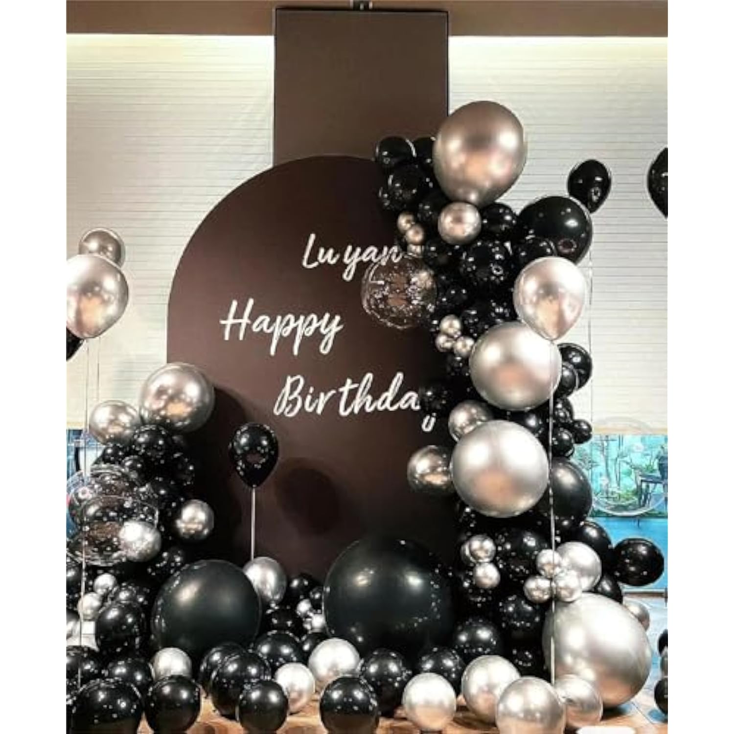 Black & Silver Balloon Garland Arch Kit: 146-Piece Party Decor