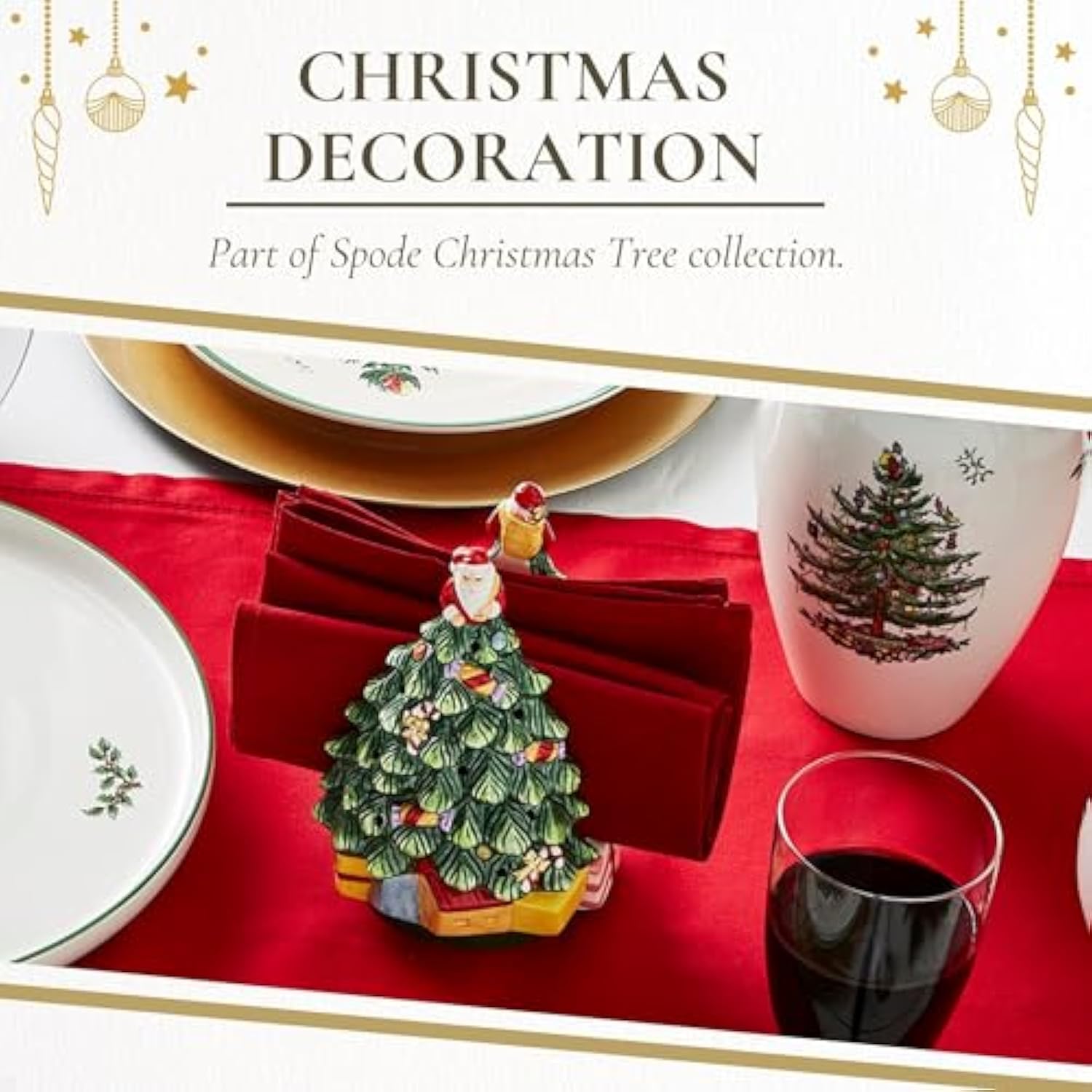 Christmas Tree Figural Napkin Holder, Holiday Organizer For Dining Table, Kitchen - Beautiful Ceramic Storage & Festive Table Accessory - Christmas Celebrations & Home Decoration