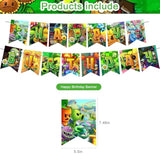 Plants Game Party Decorations,Players Pvz Birthday Party Supplies Includes Banner - Cake Topper - 24 Cupcake Toppers - 18 Balloons