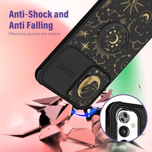 for Samsung Galaxy A16/A17 5G Phone Case - Women Girls Cute Phone Cover Girly Pretty Aesthetic Stars Sun Moon Unique Design with Camera Cover Ring