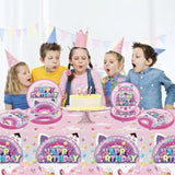 Party Decorations 41Pcs Cute Cat Style Birthday Tableware Set Include Paper Plates Of Two Sizes, Napkins, 42.5X70.8Inch Rectangular Waterproof Plastic Tablecloth