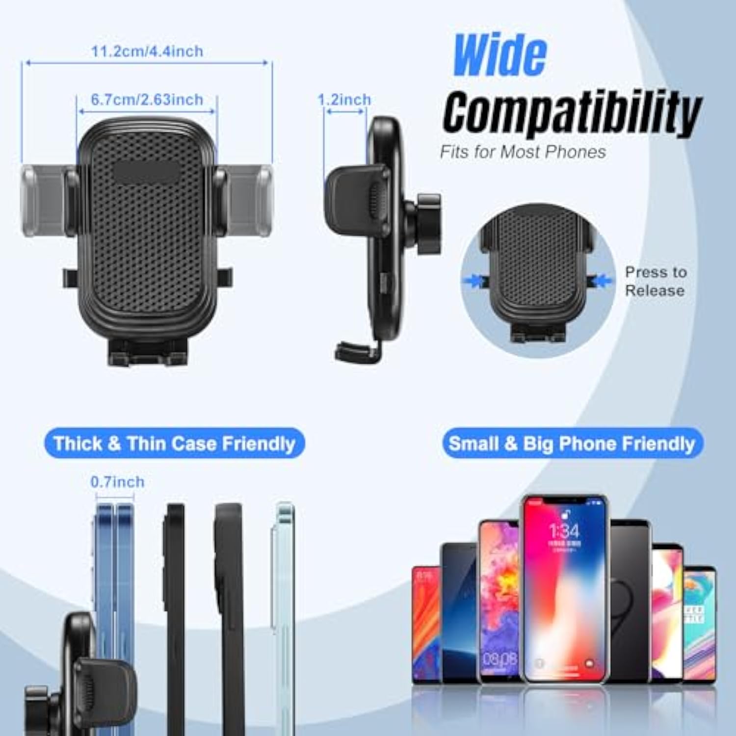 Cup Holder Phone Mount For Car,Upgraded 2 In 1 Car Cup Phone Holder Expander With Adjustable Base,360 Degree Rotation, Cup Phone Holder For Car Compatible Iphone,Samsung & All Smartphones