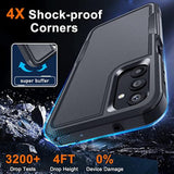 Case For Samsung Galaxy A25, Full Body Heavy Duty Rugged Shockproof Protective Phone Cover With Lanyard Strap, Tempered Glass Screen Protector, Black Matte