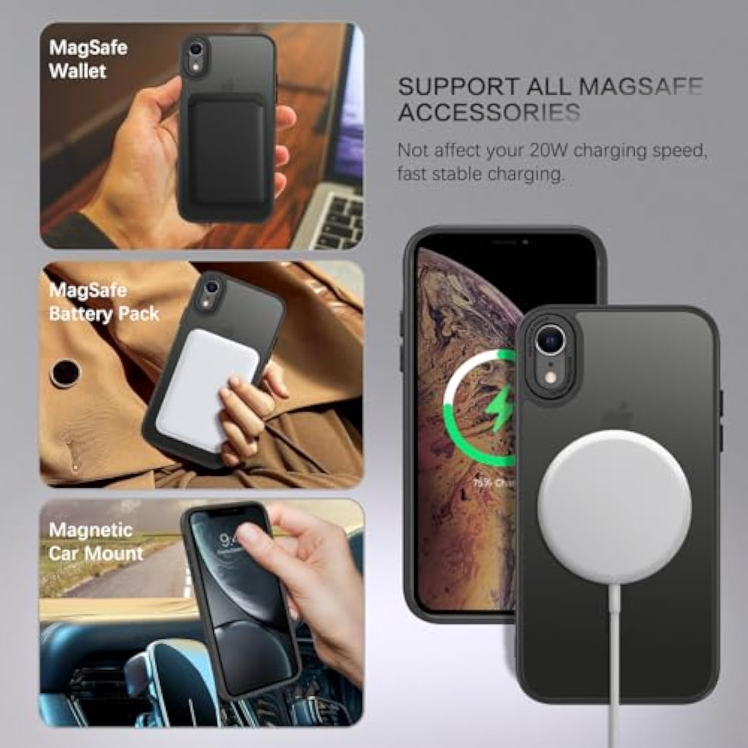 For Iphone Xs Max Case [Compatible With Magsafe] Translucent Matte Magnetic Iphone Xs Max Phone Case Slim Thin Shockproof Women Men Protective Cases Cover For Iphone Xs Max 6.5" 2018, Black