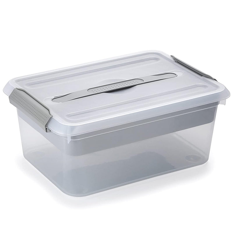 Stack & Carry Box, Clear Plastic Storage Container Stackable Home Util