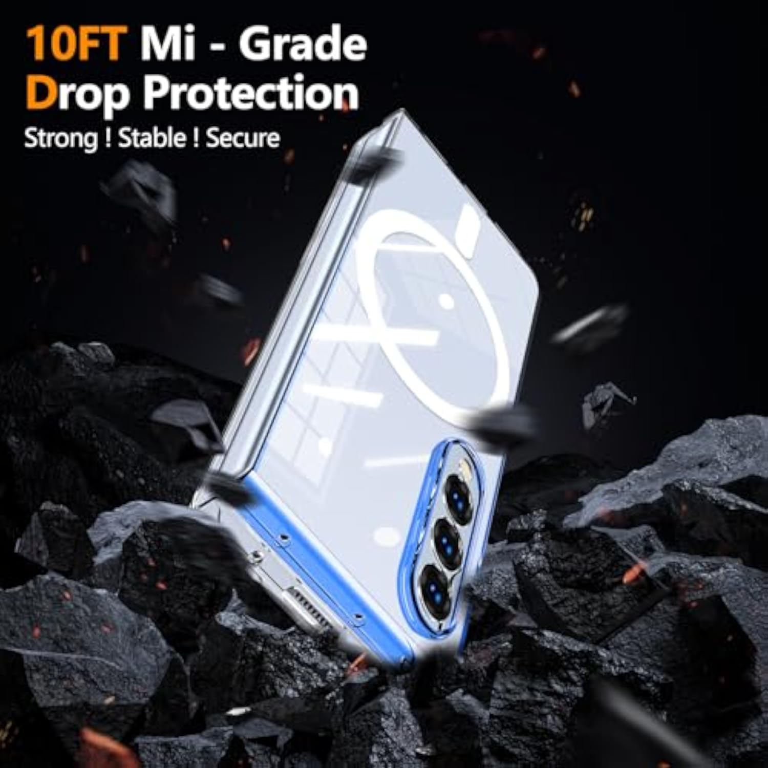 Galaxy Z Fold4 Clear Case with Strong Magnetic and Wireless Charging